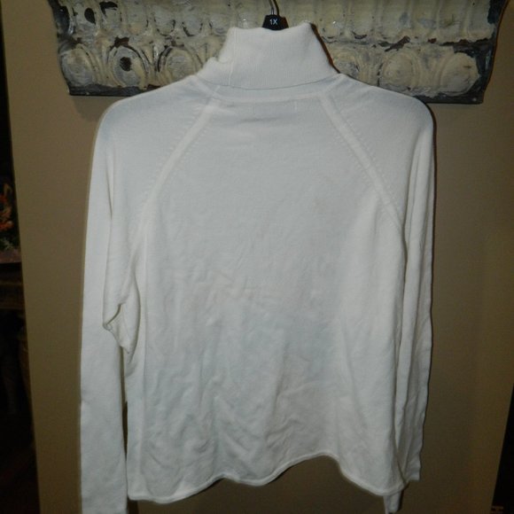 Valerie Stevens Cream Turtle Mock Neck Top L (FF-33) - Picture 3 of 4